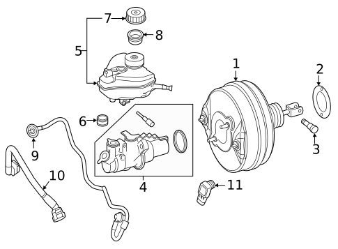Master Cylinder - Components On Dash Panel for 2022 Mercedes-Benz E450 #0
