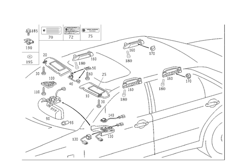 Sun Visor, Interior Mirror, Grab Handle for 2005 Mercedes-Benz S55 AMG #0