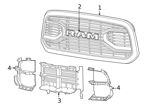 Grille & Components for 2016 Ram 1500 #1