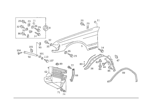 Front Fender for 1991 Mercedes-Benz 300SEL #0