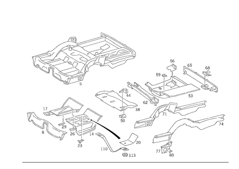 Rear End Floor for 1993 Mercedes-Benz 300E #2