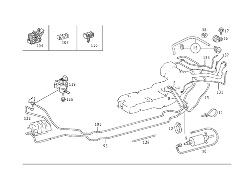 Fuel Lines, Gasoline Vehicles for 2000 Mercedes-Benz ML320 #1