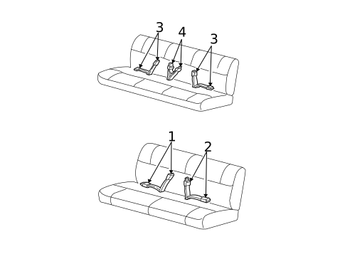 Rear Seat Belts for 1999 Ford E-350 Econoline Club Wagon #1