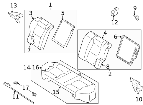 Rear Seat Components for 2002 Nissan Sentra #1