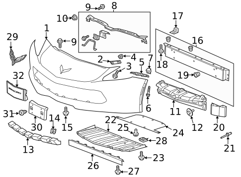Bumper & Components - Front for 2024 Chevrolet Traverse Limited #14