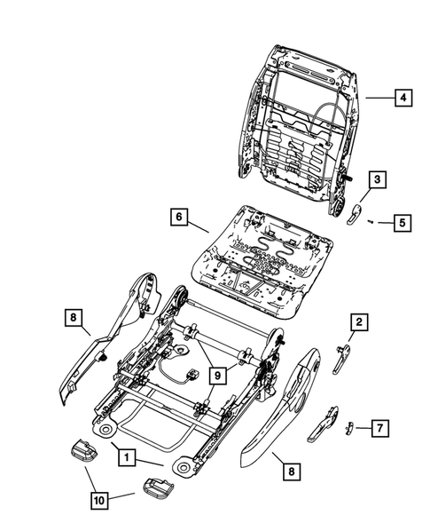 Front Seats - Adjusters, Recliners, Shields and Risers for 2010 Chrysler Sebring #5