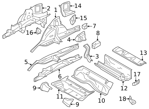 Rear Floor & Rails for 2016 BMW 228i #1