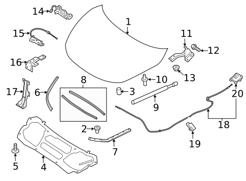 Hood & Components for 2016 Nissan Murano #0