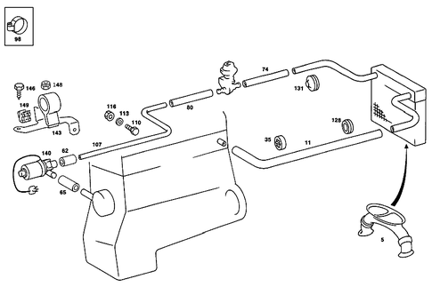 Heating Water Connection for 1984 Mercedes-Benz 190E #3