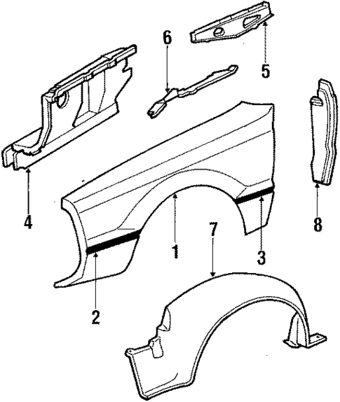 Inner Structure & Rails for 1987 Mercury Cougar #1