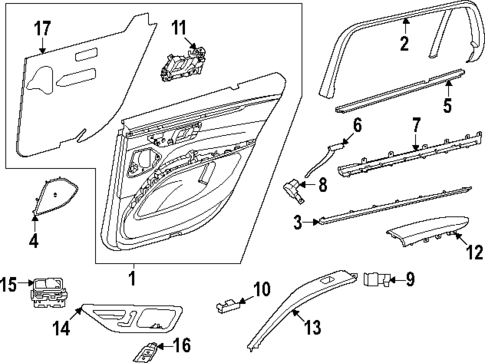 Interior Trim - Rear Door for 2023 Mercedes-Benz EQS 450 SUV #0