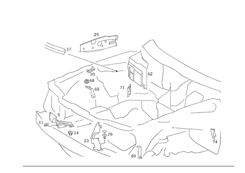Engine Compartment Partition Panel, Wheelhouse Attachment Parts for 1992 Mercedes-Benz 300 CE #1