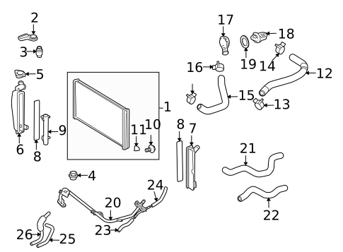 Radiator & Components for 2003 Toyota Matrix #0