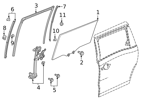 Glass - Side Door for 2018 Honda Odyssey #1