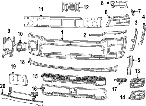 Bumper & Components - Front for 2025 Ram 1500 #0