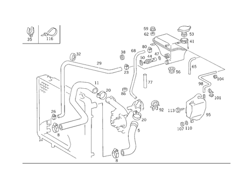 Expansion Tank, Mounting and Hoses for 1993 Mercedes-Benz 300TE #2
