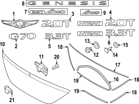 Exterior Trim - Trunk for 2019 Genesis G70 #0