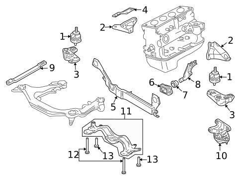 Engine & Trans Mounting for 2007 Audi A4 Quattro #3