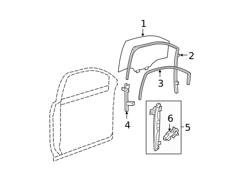 Glass - Front Door for 2017 GMC Acadia Limited #0