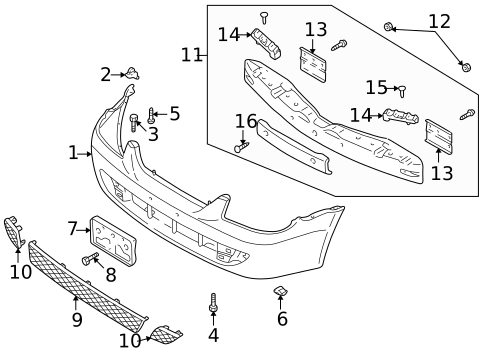 Bumper & Components - Front for 2003 Mazda Protege #1