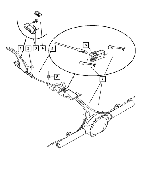 Parking Brake Lever, Cables, and Rear Disc Park Brake Assembly for 2010 Jeep Commander #0