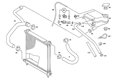 Expansion Tank, Mounting and Hoses for 1990 Mercedes-Benz 190E #1