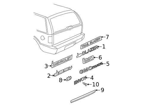 Decals & Emblems for 2001 GMC Jimmy #1