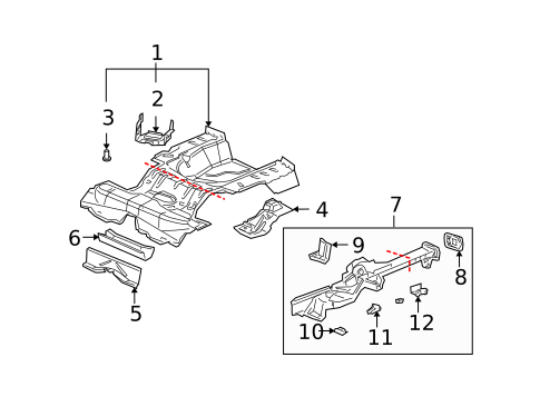 Rear Floor & Rails for 2007 Saturn Ion #1