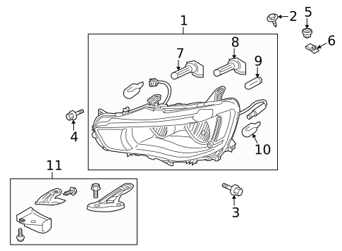 Headlamp Components for 2013 Mitsubishi Outlander #1