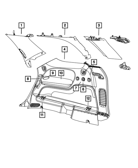 Panels-Moldings-Scuff Plates, Pillar, Cowl, 1/4 Panel Trim and Cargo Covers for 2011 Dodge Durango #0