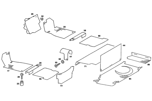 Front Panel Pillar Panelling, Lining on Floor and Footrest for 1988 Mercedes-Benz 560SL #2