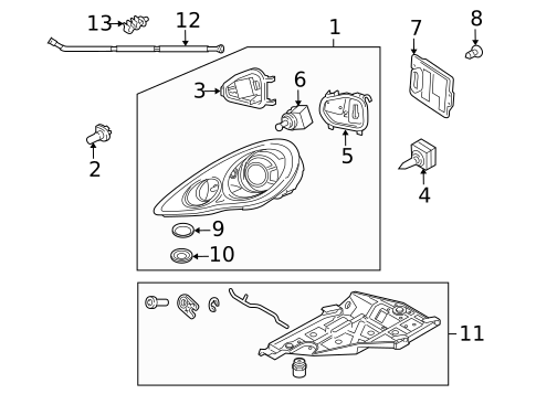 Headlamp Components for 2013 Porsche Panamera #0