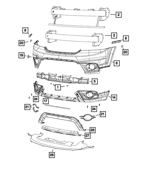 Front Bumper and Fascia for 2016 Dodge Journey #1