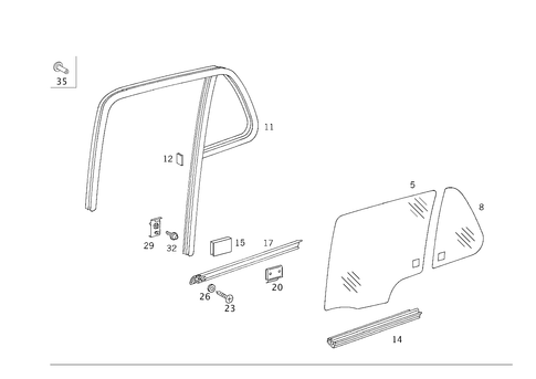 Rear Door Windows for 2003 Mercedes-Benz ML55 AMG #1