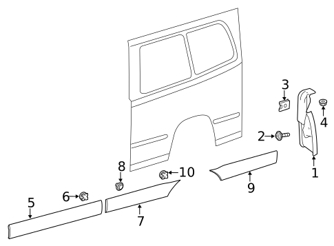 Exterior Trim - Side Panel for 2023 Mercedes-Benz Sprinter 3500 #1