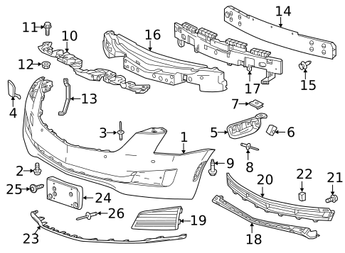 Bumper & Components - Front for 2016 Cadillac ATS #1