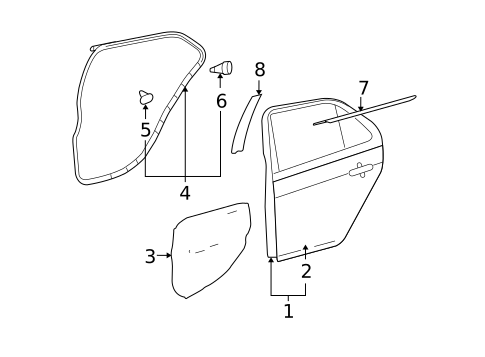 Exterior Trim - Rear Door for 2010 Toyota Yaris #1