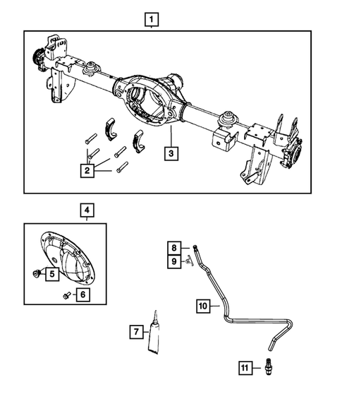Rear Axle; Housing, Differential and Vent for 2008 Jeep Wrangler #2
