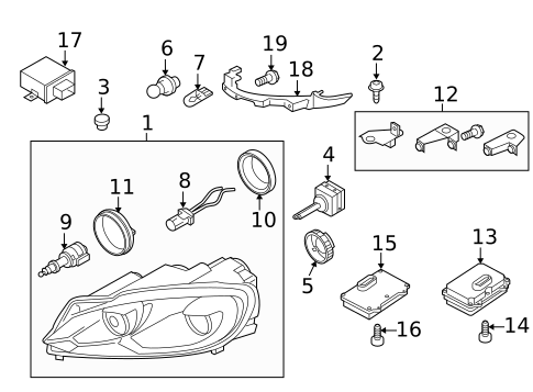 Headlamp Components for 2011 Volkswagen GTI #2