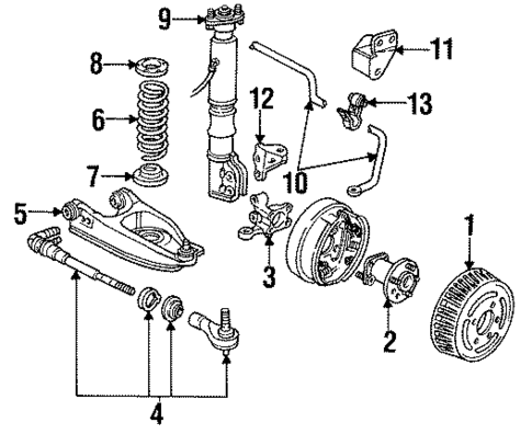 Stabilizer Bar & Components for 1996 Oldsmobile 98 #1