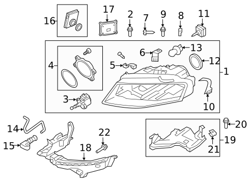 Headlamp Components for 2012 Audi A4 Quattro #1
