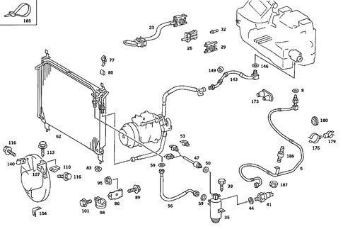 Refrigerant Line Arrangement for 1991 Mercedes-Benz 300SEL #1