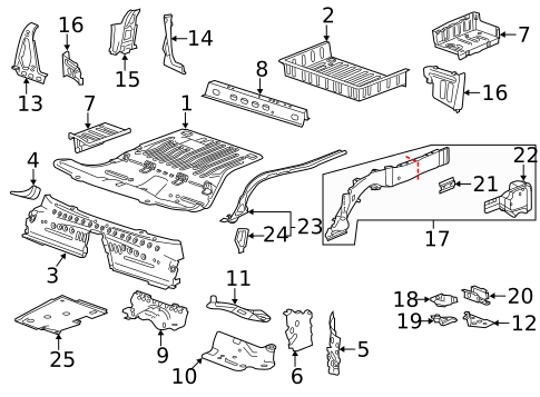 Rear Floor & Rails for 2021 Cadillac CT5 #0