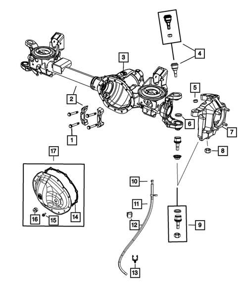 Front Axle; Housing, Differential and Vent for 2012 Ram 2500 #1