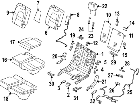 Rear Seat Components for 2024 Porsche Cayenne #4