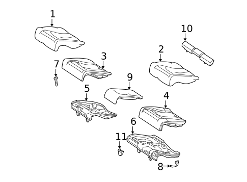 Rear Seat Components for 2007 Mercedes-Benz CLK350 #1