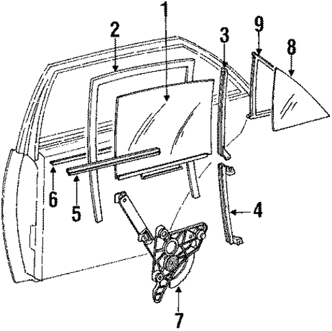 Glass - Rear Door for 1984 Mercedes-Benz 380 SE #0