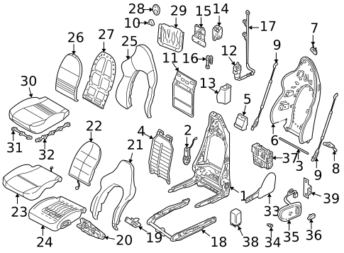 Front Seat Components for 1999 Porsche 911 #1