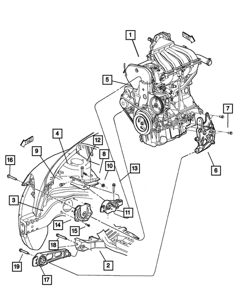 Engine Mounting for 2008 Chrysler PT Cruiser #1