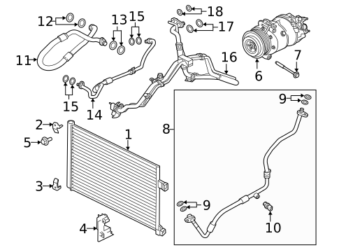 Condenser, Compressor & Lines for 2019 Land Rover Range Rover Velar #0